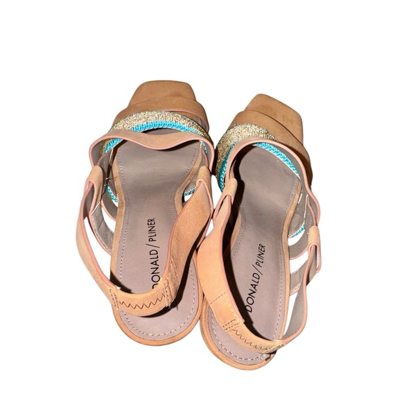 Designer Donald J. Pliner gold teal leather heels women’s size 8.5 - Picture 10 of 15